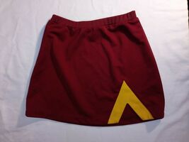 HALLOWEEN COSPLAY CHEER CHEERLEADING SKIRT BURGUNDY &amp; YELLOW SIZE  G-15 - $27.71