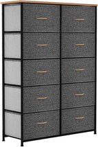 Tall Fabric Storage Tower For Bedrooms, Living Rooms, Hallways,, Wooden Top - £61.27 GBP