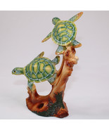 Vintage Resin Two Sea Turtles Decorative Art Sculpture Green And Brown C... - €11,57 EUR