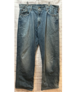 Lucky Brand men blue jeans Relaxed distressed wide leg sz 36 measure 38x... - £15.60 GBP