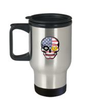 Coffee Travel Mug Funny Pool Billiard Snooker Skull American Flag  - £19.71 GBP