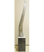 Large Cast Raw Aluminum Sculptural Horn Tusk on Pedestal - $1,668.30 CAD