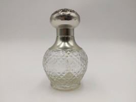 Empty VTG AVON Pressed Glass Perfume Spray Bottle with Silver Color Metal Cap 4&quot; - $11.83