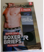 Three QuickSilver boxer briefs Size Small Fly Front Gray Blue and Print - $345.32 MXN
