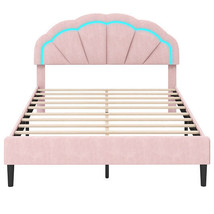Upholstered LED Bed Frame with Adjustable Flower Headboard and Metal Support Fee - $435.49
