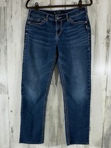 Silver Womens Jeans Size 31x27.5 Suki Slim Boot Mid Rise Thick Stitch - $29.67