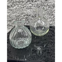 Set of 2 Clear Crystal Glass Vase Decanter Small Bottle No Lid Stopper - $18.92