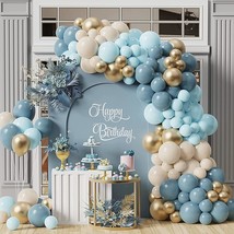 Dusty Blue Balloons Garland Arch Kit-122Pcs Baby Blue Gold White Balloons Arch K - £19.17 GBP