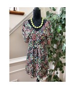 Candie&#39;s Women Black Floral Polyester V-Neck Short Sleeve Knee Length Dr... - $508.49 MXN