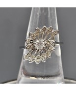 Vintage Crystal Asymmetrical Ring Silver Tone Size 7.5 Starburst High Pr... - $371.73 MXN
