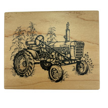 PSX Tractor Farmer Cornstalks Rubber Stamp G-2292 Vintage 1997 New - £21.80 GBP