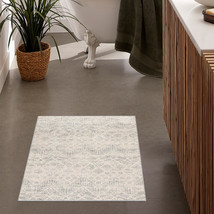 2 X 3 Ivory Distressed Ikat Pattern Scatter Rug - £36.97 GBP