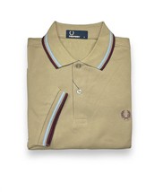 Fred Perry men&#39;s twin tipped polo shirt in Field green/Light Blue/Maroon... - £62.31 GBP