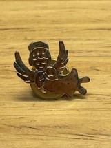 Vintage Gold Tone Angel Brooch Pin Pinback Lapel Estate Jewelry Find KG JD - $11.88