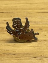 Vintage Gold Tone Angel Brooch Pin Pinback Lapel Estate Jewelry Find KG JD - £9.47 GBP