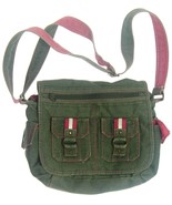 Crossbody Shoulder Bag Purse Adjustable Strap Olive Green &amp; Pink Pockets... - £15.23 GBP