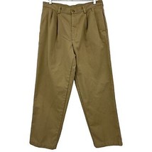 L.L. Bean khaki pants 34 x 29 pleated front flannel lined Natural fit bottoms  - £23.74 GBP