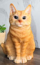Realistic Adorable Fat Feline Orange Tabby Cat Kitten Sitting Figurine 7.5&quot;H - £26.72 GBP