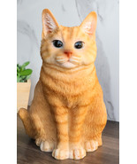 Realistic Adorable Fat Feline Orange Tabby Cat Kitten Sitting Figurine 7... - $33.99