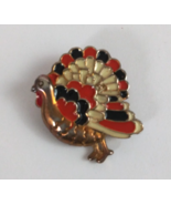Vintage Colorful Fall Thanksgiving Turkey Enamel Lapel Hat Pin - $14.35 CAD
