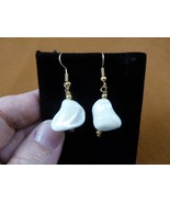 (EE473-174) 15mm bead white Mother of pearl freeform gemstone dangle ear... - £12.65 GBP