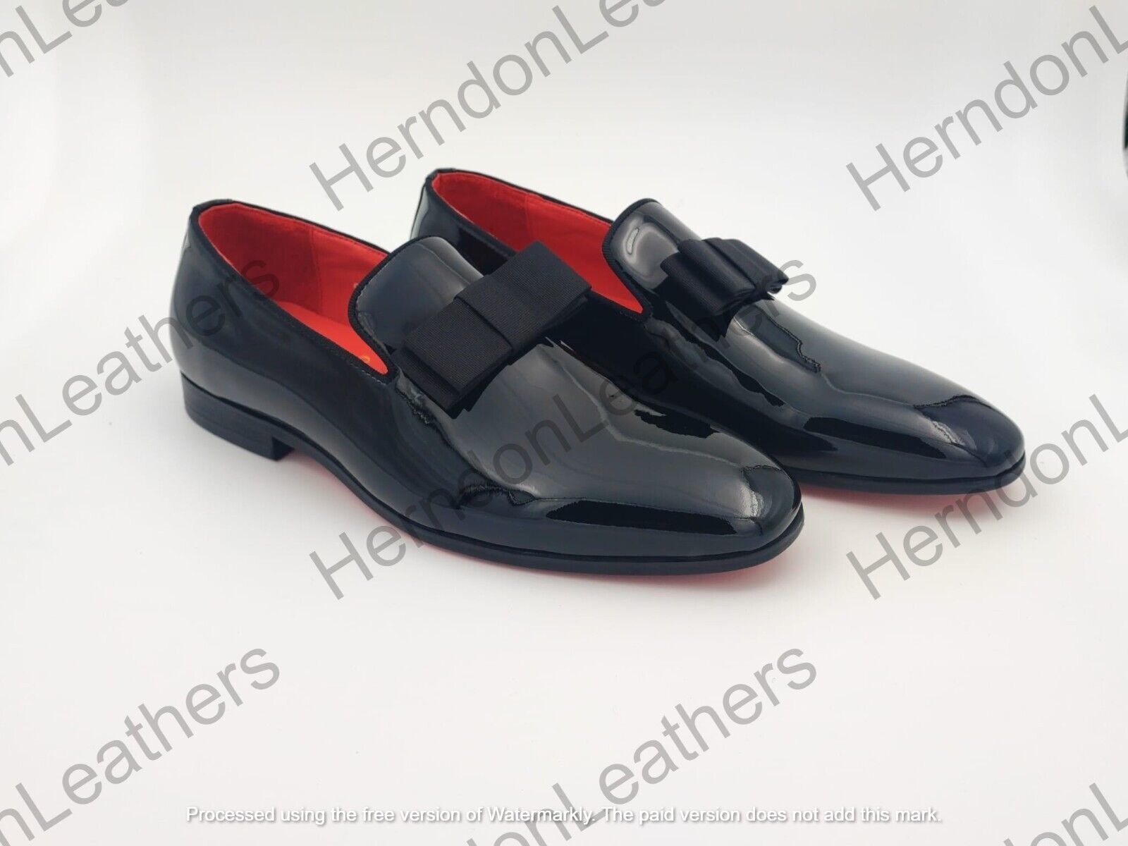 Men Black Patent Leather Formal Bow Loafers Party Wedding Prom Evening Shoes