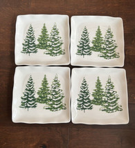 Maxcera Set of 4 Christmas Tree Dinner  Plates Ceramic Square - £62.92 GBP