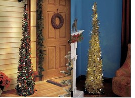 65&quot; Slim Pre-Lit Christmas Tree Space Saving Battery Operated Holiday Tree - £40.08 GBP