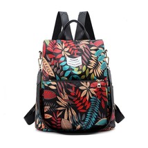 Fashion Nylon Flowers Printing Anti-theft Backpack Women Designer Travel Back Pa - £35.03 GBP