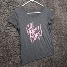 Under Armour Shirt Women Medium Gray Go Fight Cure Breast Cancer Ribbon Tee - $8.57