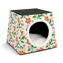 Mondxflaur Green Red Floral Cat Beds for Indoor Cats Cave Bed 3 in 1 Pet House - £26.36 GBP