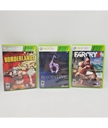 Borderlands, Resident Evil &amp; Far Cry 3 (Microsoft XBOX 360) Game Bundle Lot - £11.61 GBP