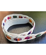 Womens 30&quot; Southwest Woven White Leather Chain Loop Style Belt Size M/L - $14.37 CAD