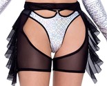 Sheer Mesh Short Chaps Ruffle Sides Pull On Stretch High Waisted Black 6233 - $27.89