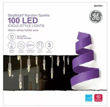 GE StayBright 100-Count Sparkling Warm White Icicle LED Christmas Lights - $28.50