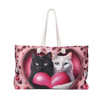 Weekender Bag, Cute Cat, Zipper, Valentines Day, Large Weekender Bag, Beach Bag, - £39.08 GBP