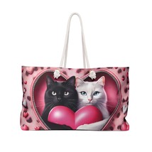 Weekender Bag, Cute Cat, Zipper, Valentines Day, Large Weekender Bag, Beach Bag, - £38.44 GBP