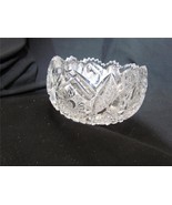 Vintage Etched Floral Clear Crystal Bowl Saw Tooth Edge 3&quot; Tall x 4.5&quot; Wide - €28,86 EUR