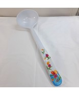 Melamine Ware ladle spoon floral tulips flowers scoop hard plastic white... - $14.00