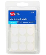 rOund REMOVABLE ADHESIVE LABELS White circular circle price sticker AVER... - $17.11