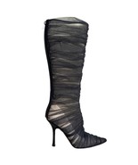 Jimmy Choo Size 38 Women&#39;s Knee High Boots Black Pointed Toe Stiletto - $5,191.48 MXN