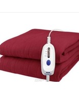Pure Warmth Solid Flannel Electric Heated Warming Full Blanket Red - $47.49