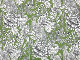 Ballard Designs Pheasant Fern Green Bird Floral Multiuse Fabric By Yard 54&quot;W - £20.77 GBP