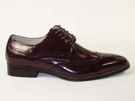 Men's Giovanni Shoes High Quality Leather Wing Tip Derby LINCOLN Burgundy image 7