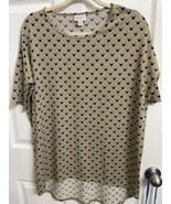 Lularoe Irma Top XS Tan Blue Disney Minnie Mouse Ears Tunic Relaxed Fit ... - £8.17 GBP