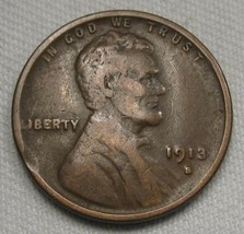 1913-S Error Lincoln Wheat Cent Clipped Planchett CH F Coin AE477 - £19.28 GBP