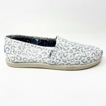 Toms Classics Silver Snow Leopard Youth Slip On Casual Canvas Flat Shoes - £23.94 GBP