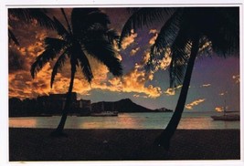 Postcard Sunrise In Waikiki Diamond Head Hawaii - £3.88 GBP