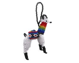 Beaded Llama Hanging Ethnic Animal Figurine Ornament Czech Glass Seed Bead Dangl - £15.63 GBP