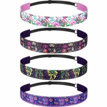 4 Packs Mardi Gras Headbands for Girls Women Purple Gold Green Adjustable NoSlip - £10.27 GBP